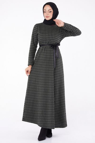 TOFİSA Belted Dress Khaki - 13322