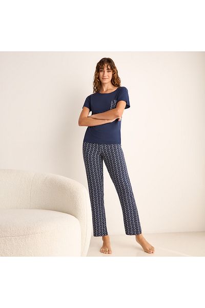 FAV Floral Print Short Sleeves T-shirt and Pyjama Set
