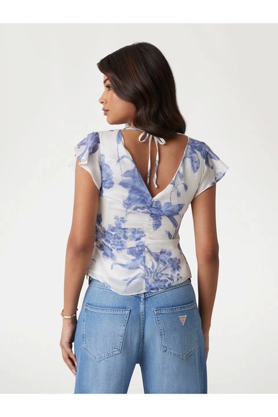 Guess SS MELANIE CHIFFON TOP Kadın Multicolor Bluz W5GH86WCWF2-P7WQ