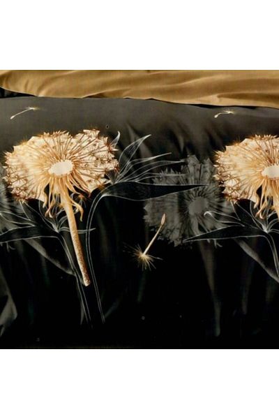 Pucioasa Double bed linen set made of fine satin, duvet cover 200x220cm, 6 pieces, Golden Dandelions