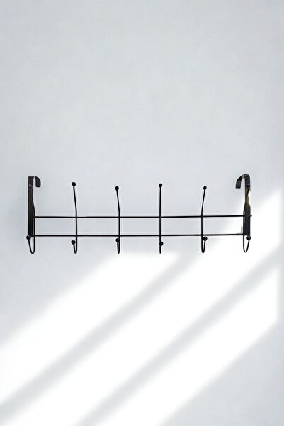 KuantumHome 1 Adet Amerikan Tip Kapı Arkası Askılığı 12 Kancalı Siyah Kapı As...