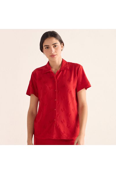 FAV All-Over Minnie Mouse Textured Shirt and Shorts Set