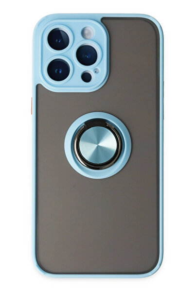 NewFace حافظة آيفون 14 برو من مونتريال من السيليكون مع حلقة - أزرق ثلجي 14929...