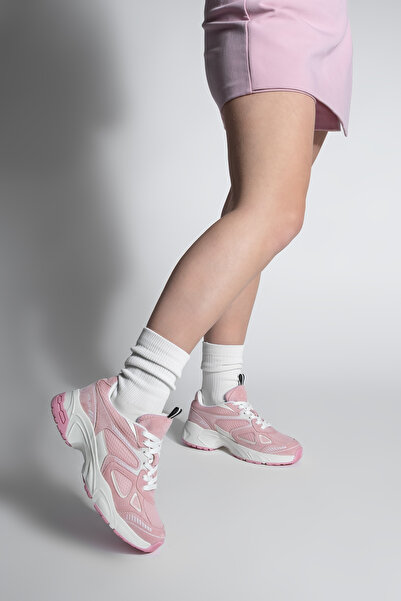 Marjin Dámské tenisky se silnou podrážkou šněrovací síťovaná sportovní obuv Sargen Pink