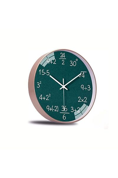 OEM Wall clock, mathematical calculations, 25 cm, green