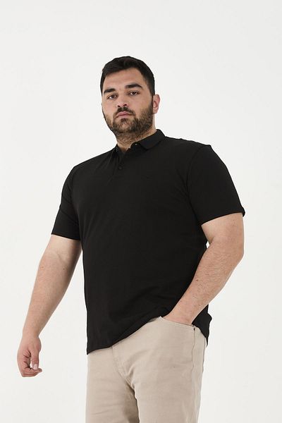 Maccali Men's Elite Comfort Short Sleeve Basic Summer Polo Neck T-Shirt Black