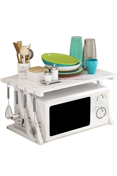 Quasar & Co. Universal Shelf, Microwave Safe, 57x38x38 Cm, Wood/Metal, Marbled White
