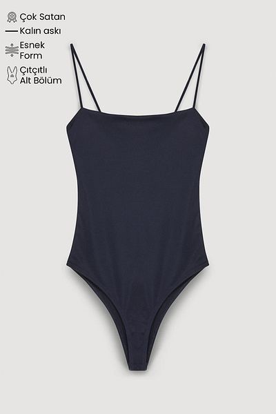 Quzu Strappy Bodysuit Navy Blue
