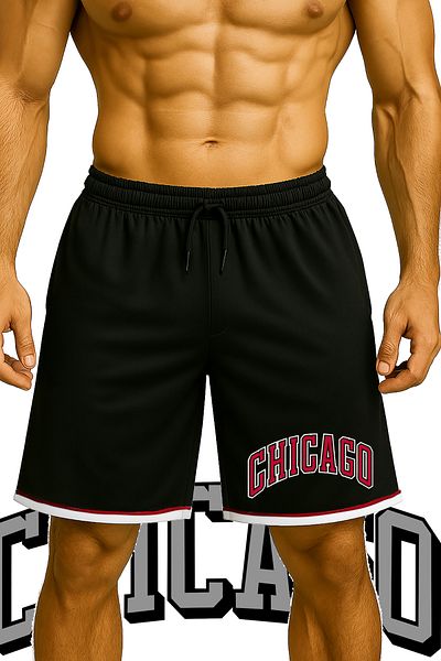 TOP GLORY Chicago εμπριμέ σορτς μπάσκετ με αθλητικά σορτς τσέπης