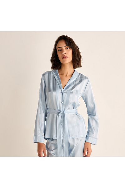 FAV Striped Jacquard Shirt and Pyjama Set