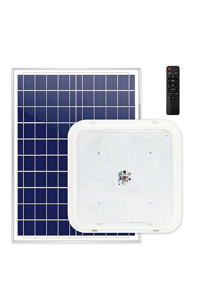 CLASSLIGHTS Aplica LED de 100W cu panou solar, interior/exterior, lampă de tavan pătrată, lumină rece/caldă