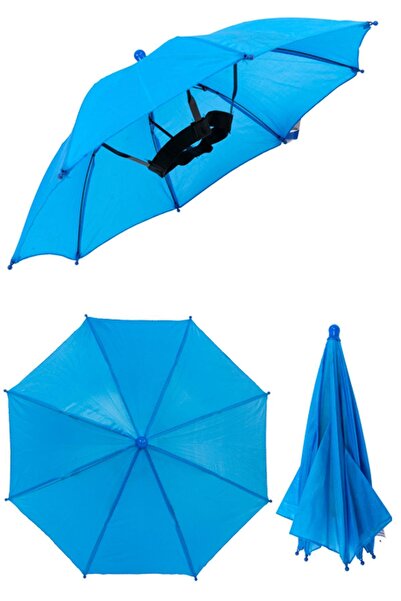 Marlux Kafaya Takılan Şapka Şemsiye Gölgelik Plaj Yazlık Kafa Şemsiyesi Koyu Mavi KAFASEMS001B