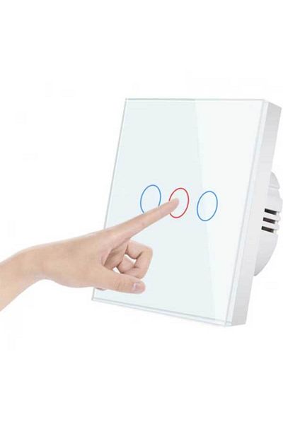CLASSLIGHTS Întrerupător triplu tactil alb, sticlă securizată, LED