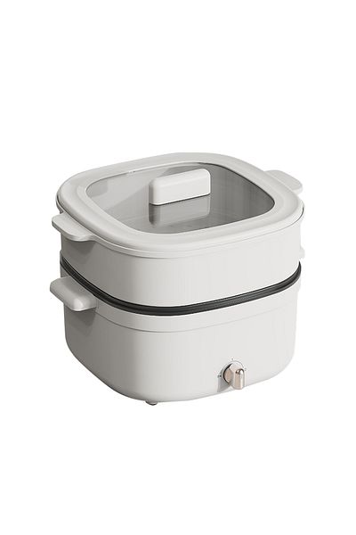 FlashHawk Multi-Functional Electric Hot Pot, 5 Liters, for Fry/Boil/Suffocate/Stir-fry, 1350W SC-0615 White