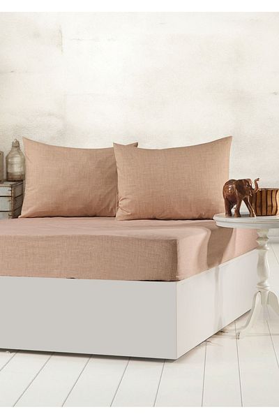Sivalde Double Fitted Coffee Pillowcase Elastic Sheet Set