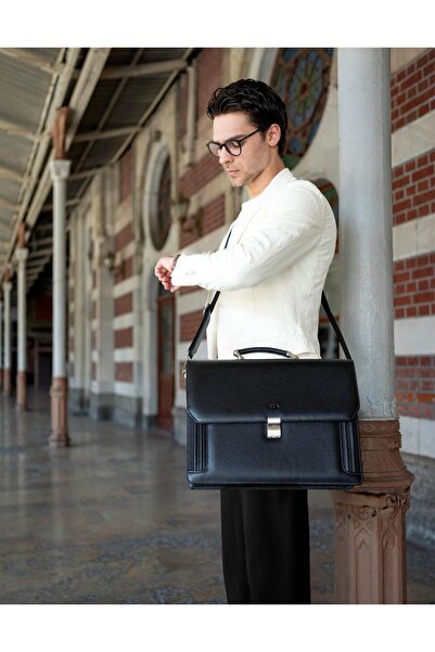 Aka Deri Leather Black Classic Briefcase 270 2