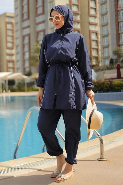 ÇEÇİM Full Covered Hijab Swimsuit 2 Piece Set Zyn-58785