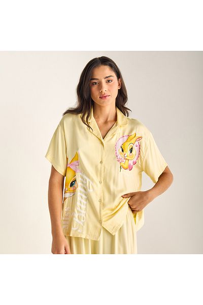 FAV Miss Bunny Print Notch Collar Shirt and Pyjama Set