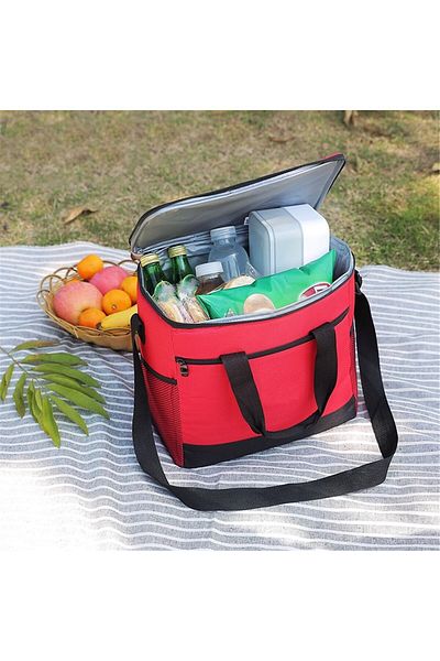 CRACOS Insulated Picnic or Beach Bag, 16L Capacity, Red Color