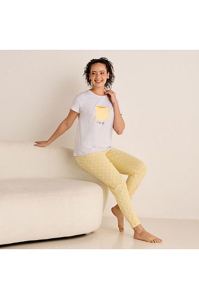 FAV Printed Round Neck T-shirt and Pyjama Set