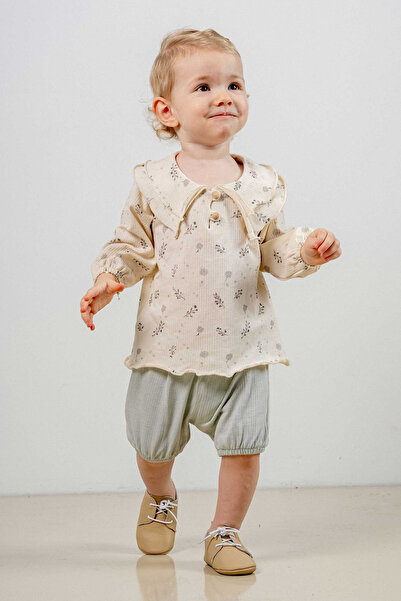 bombe Baby Kids Green Cotton Shorts 2-Piece Comfortable Set Trend Fashion Bottom Top Set