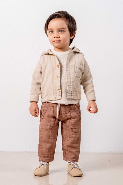 bombe Baby Kids Mink Cotton Hooded Comfortable 3-Piece Set Trend Fashion Bottom Top Set