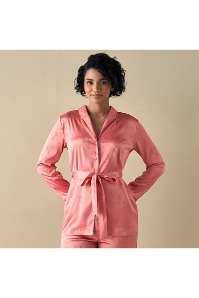 FAV Textured Shirt and Pyjama Set with Belt Tie-Up