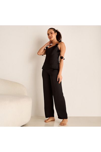 FAV Floral Applique Strappy Top and Elasticated Pyjama Set