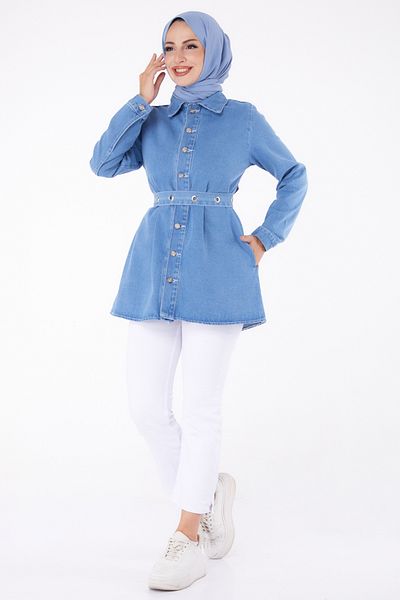 TOFİSA Denim Tunic Ice Blue - 24050