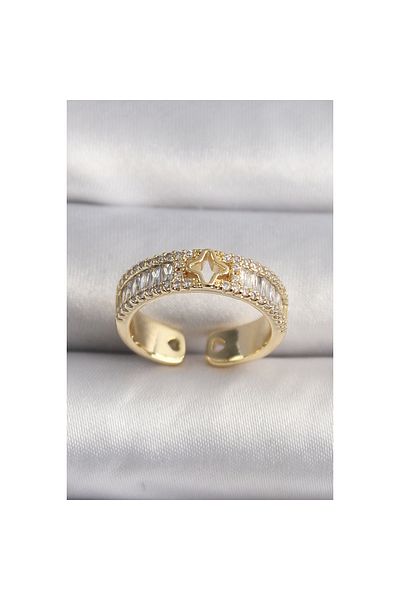 Marsilyan Brass Gold Color Zircon Stone Star Processing Vip Series Women's Ring - Tj-Byk3510