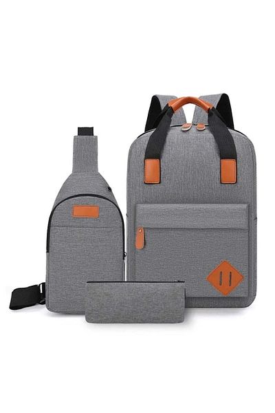CRACOS Multifunctional Backpack ®, 15", 3 Pieces, 30x12x42 Cm, Ideal For Everyday Activities, Gray