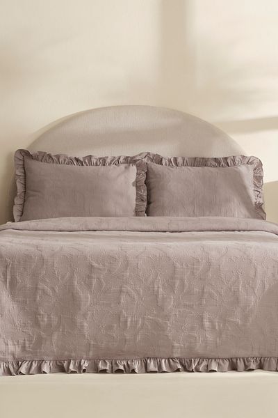 Karaca Home Lavinya 100% Cotton Double Bedspread Set Gray