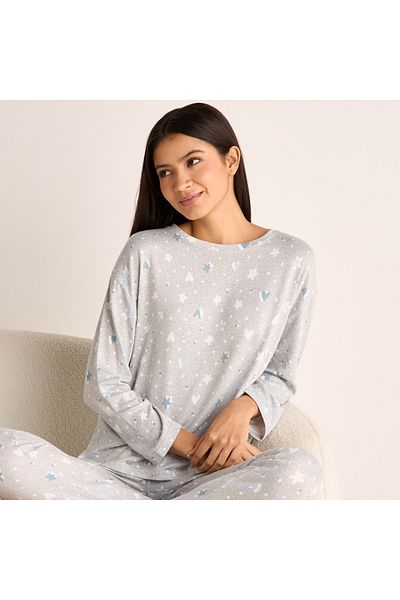 FAV Printed Long Sleeve T-shirt and Elasticated Pyjama Set