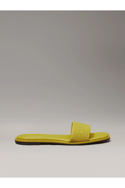 Calvin Klein Women's Flat Sole Logo Printed Comfortable Sport Style Green Slippers Hw0Hw02378-M1E