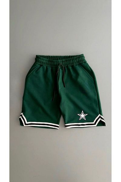 woonkey Unisex Star Printed Leg Strip Shorts New Season New Model