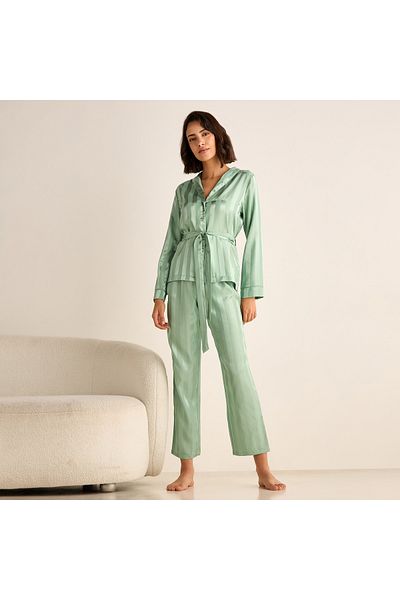 FAV Striped Jacquard Shirt and Pyjama Set