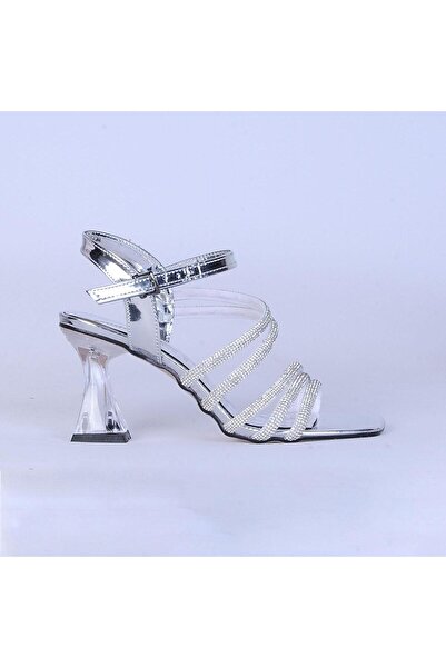 Ayakcenter Γυναικεία πέδιλα με τακούνι 7 εκ. με πέτρες By4