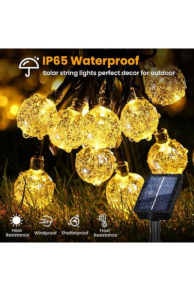 Gardlov Ghirlanda becuri solare decorative, Gardlov, 50 becuri lumina calda, fairy lights, 7m, 8 moduri