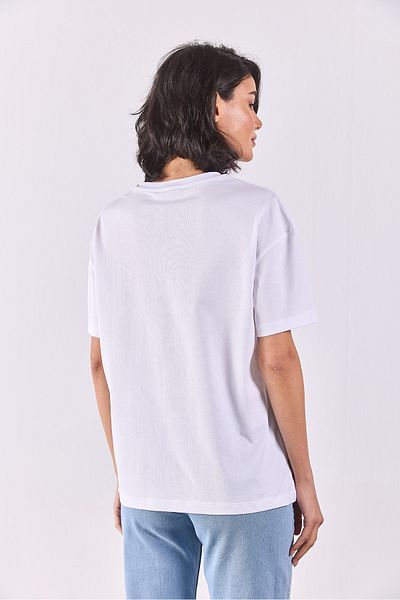 VENA Mandarin Printed T-Shirt - White