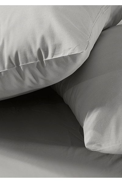 Sivalde 100% Cotton Ranforce Double Fitted Gray Pillowcase Fitted Sheet Set