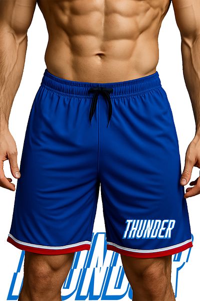 TOP GLORY Αθλητικό σορτς μπάσκετ με στάμπα Thunder με τσέπες