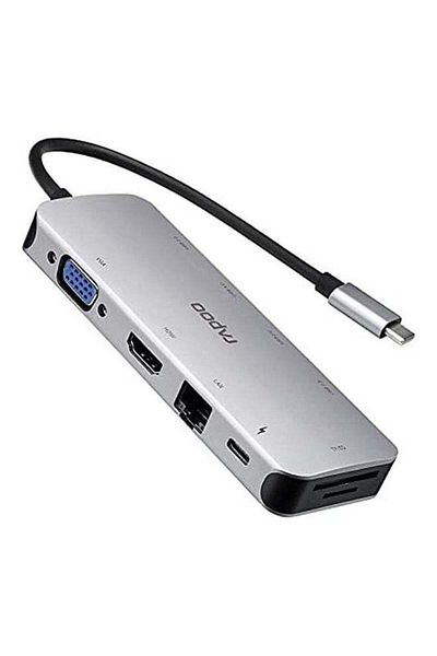 Rapoo USB C 10 In 1 Hub Adapter With PD Protocal 5 Gbps Transfer Speed Ethernet Port 4K HDMI USB C S