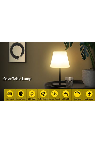 CLASSLIGHTS Lampă de masă solară Rgbw cu telecomandă - Iluminat exterior cu 2 opțiuni de înălțime