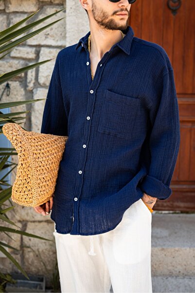 no7man Mikonos Navy Blue Shirt