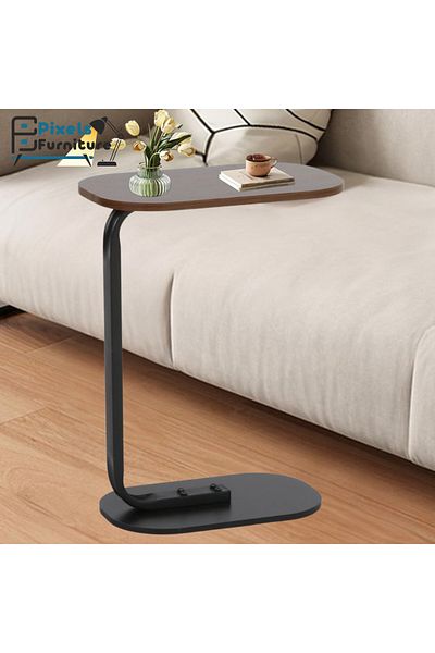 PixelsFurniture مجموعة 4 طاولة جانبية من بكسل الأثاث على شكل C للأريكة والسرير، طاولة بقواعد معدنية صلبة