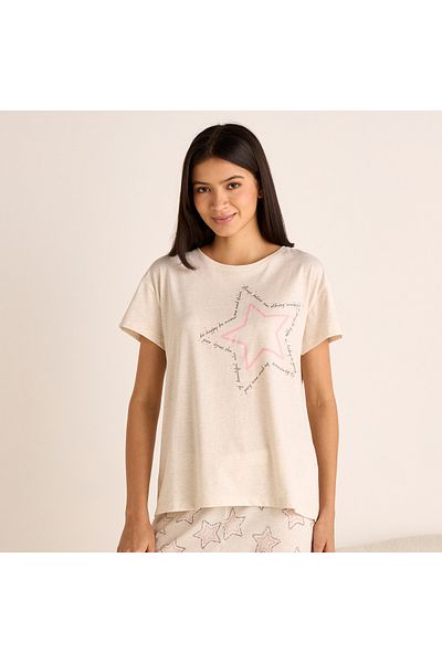 FAV Star Print Short Sleeves T-shirt and Pyjama Set