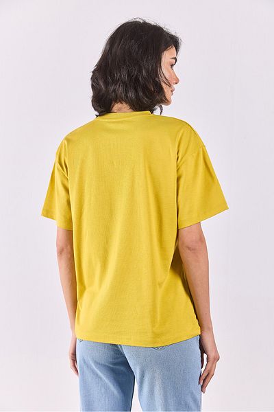 VENA Jeans Printed Crew Neck Regular Fit T-Shirt - Yellow