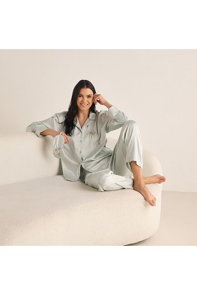 FAV Embellished Satin Pyjama Set