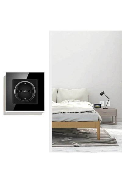 CLASSLIGHTS Priză cu ramă din sticlă securizată, 16a, neagră