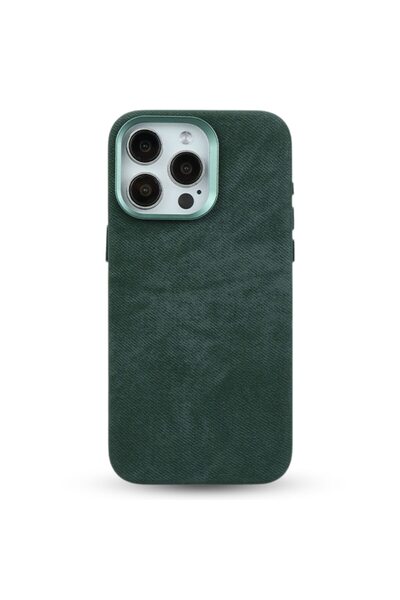 megaMobile Husă megaMOBILE® DENIM pentru iPhone 16 Pro Max, verde inchis